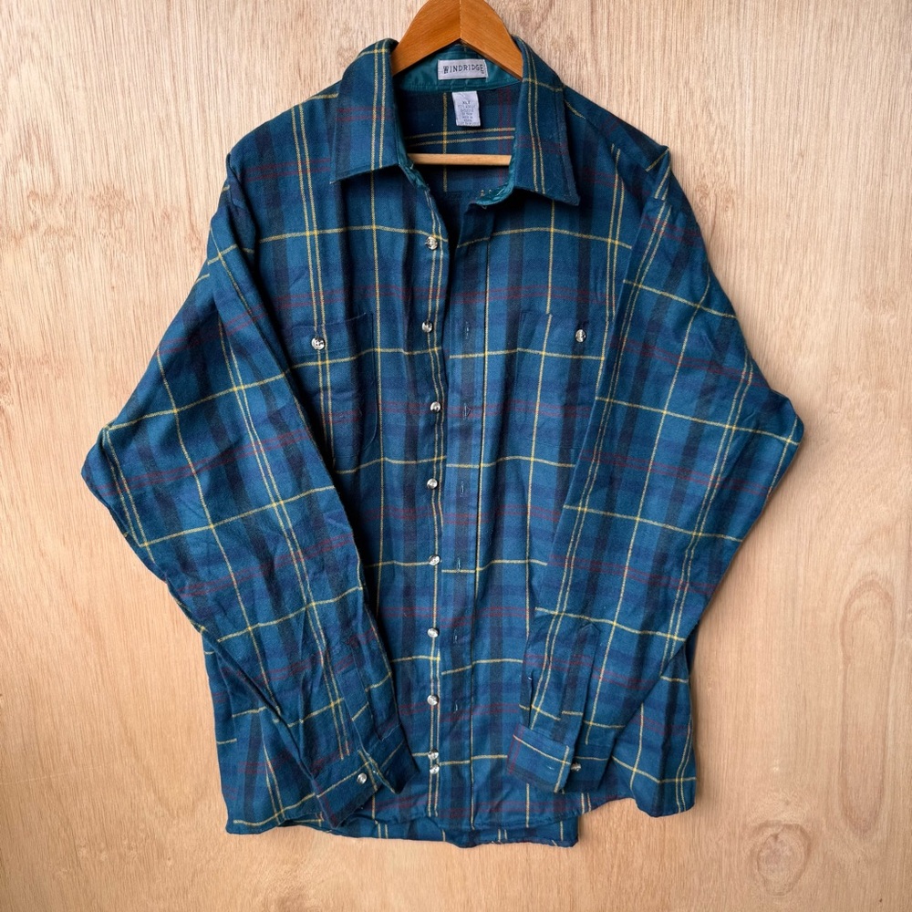 Vintage WindRidge‎ green  Plaid Long Sleeve Button Down Shirt size XL T